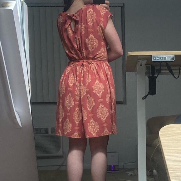 Brick red and orange patterned Lauren Conrad dress L - Picture 4 of 5